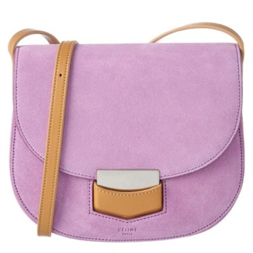 Celine trotteur bag in purple suede